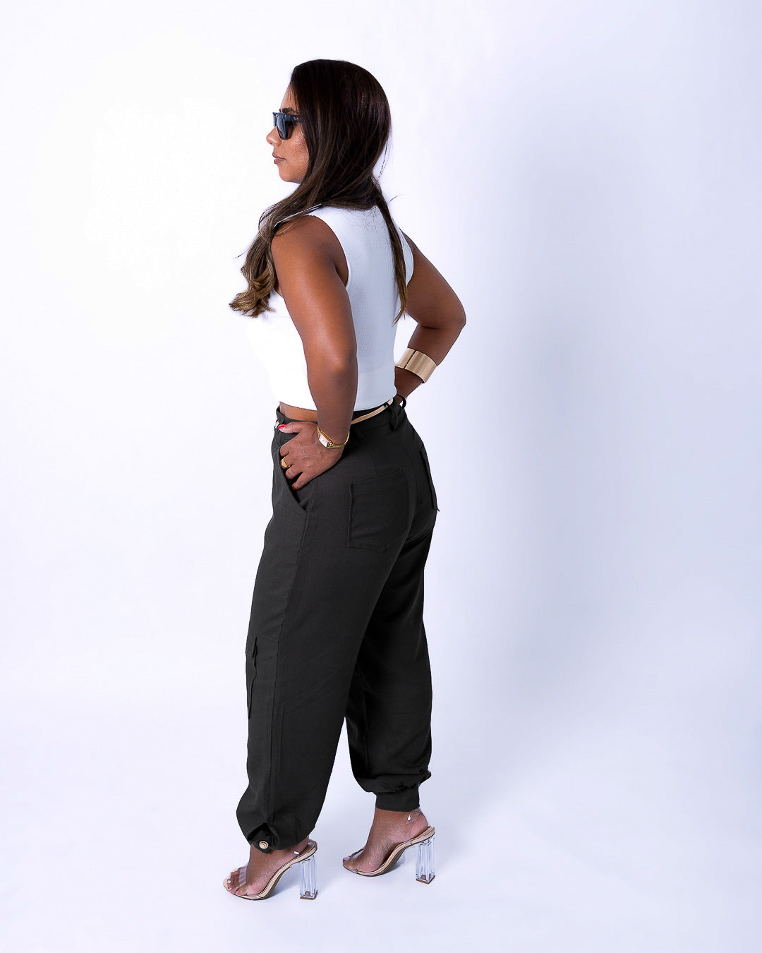 Cargo Linen Cuff Pants – Olive Green