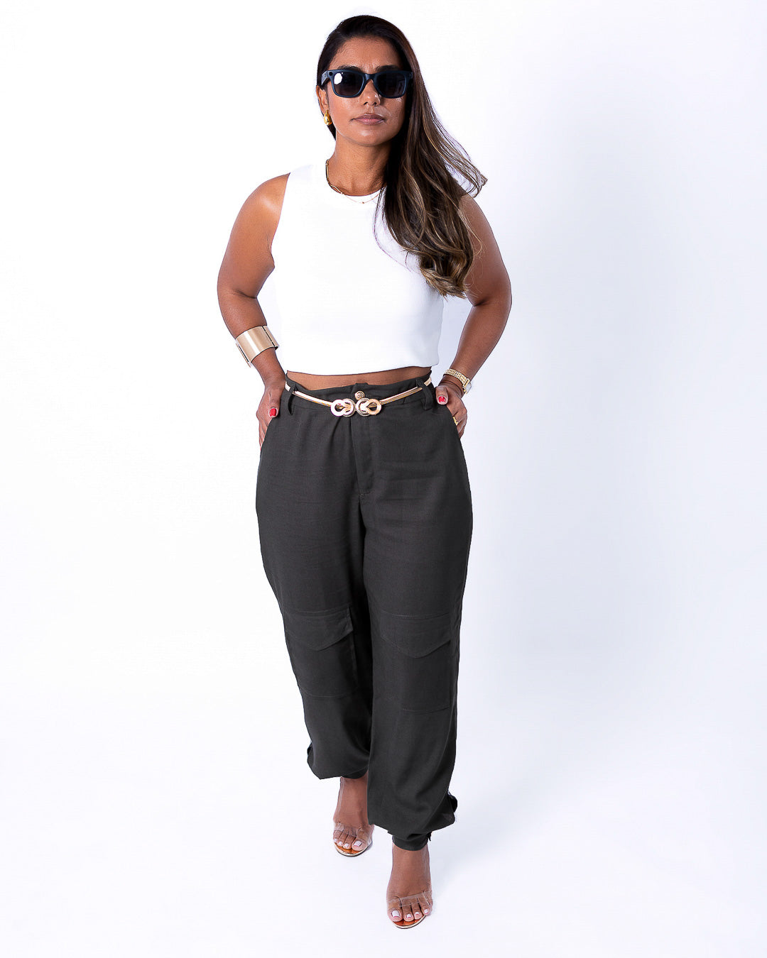 Cargo Linen Cuff Pants – Olive Green