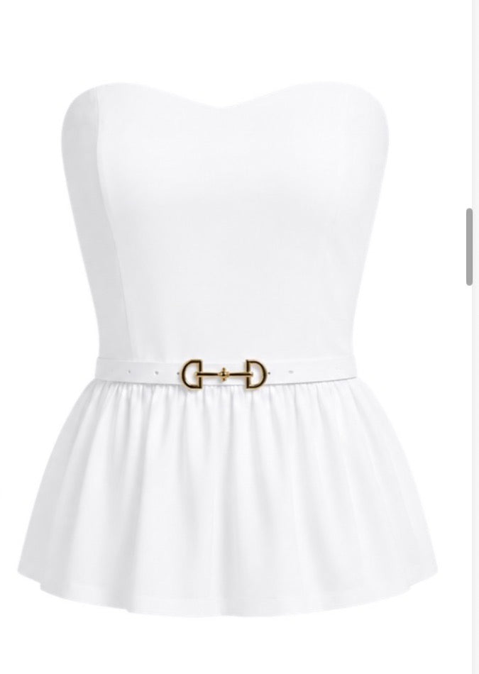 Amélie Strapless Peplum Top