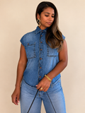 Denim Cap Sleeve Shirt
