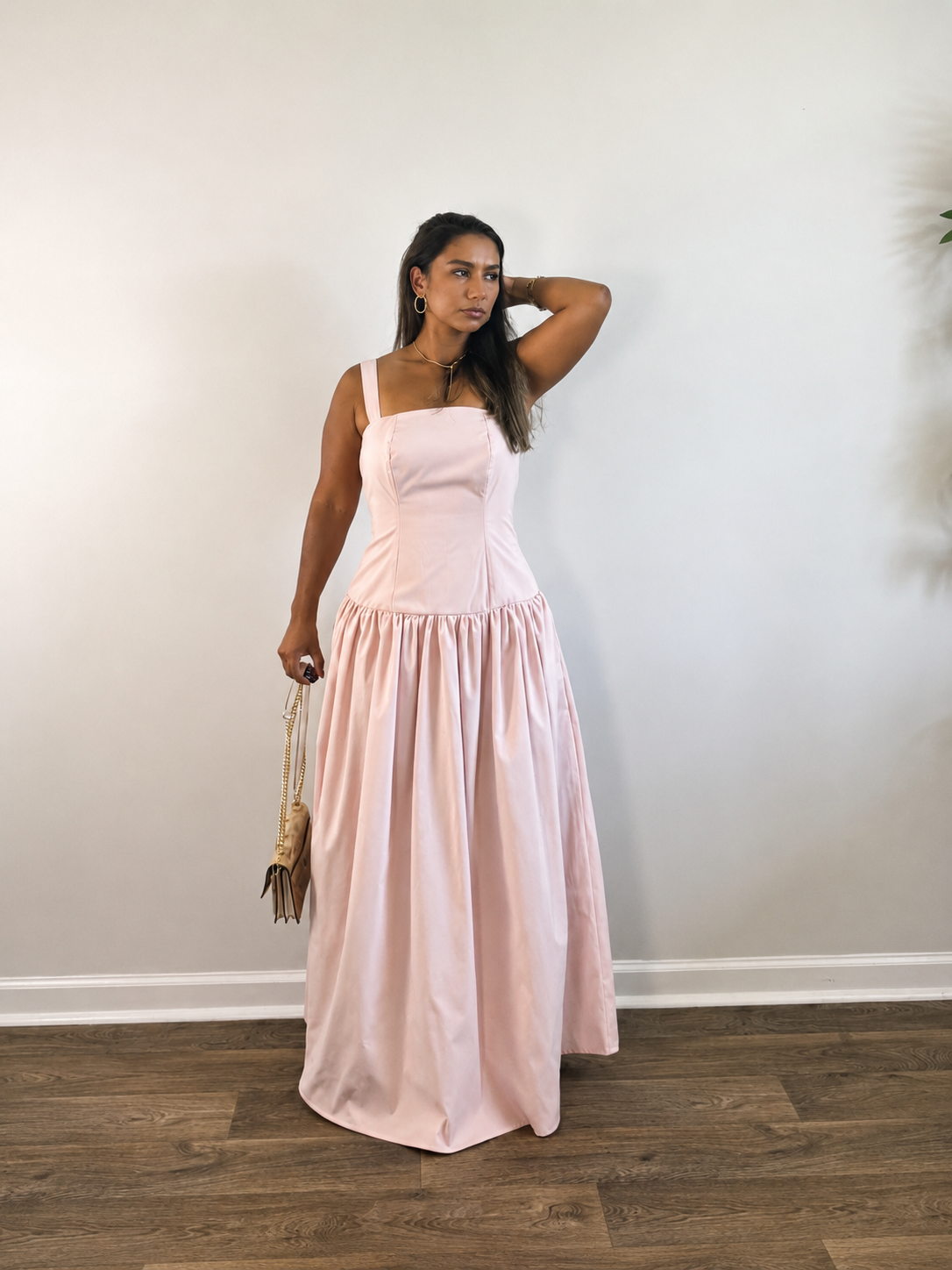 Rosé Elegance Midi Dress