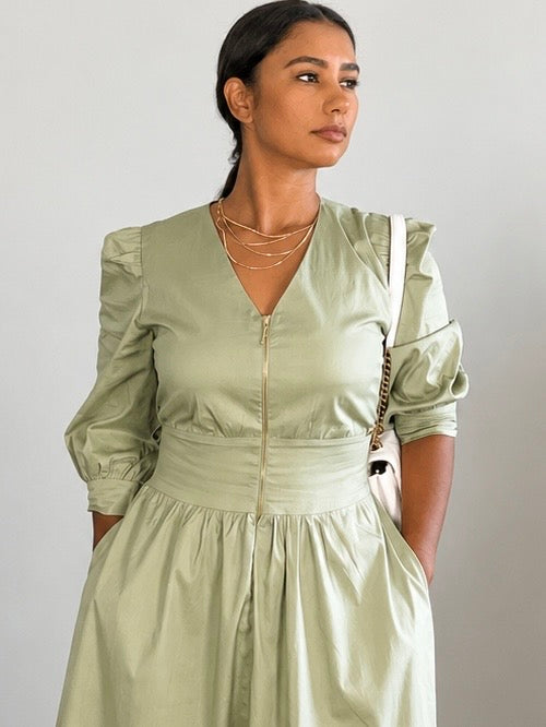 Sage Zip Maxi Dress