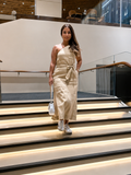 One-Shoulder Linen Blend Midi Dress