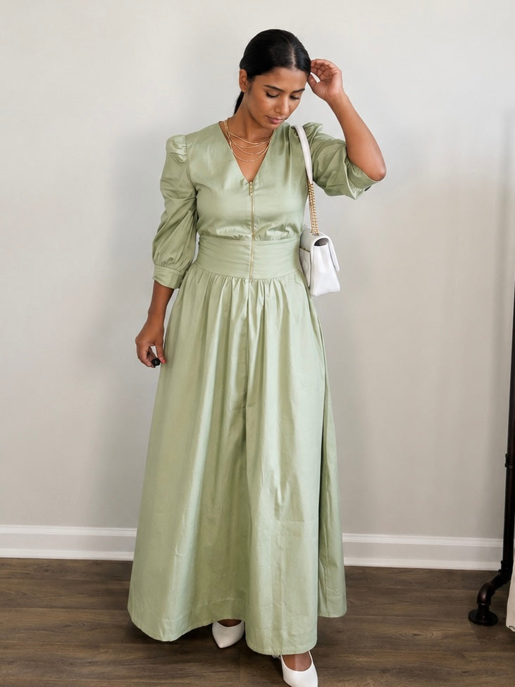 Sage Zip Maxi Dress