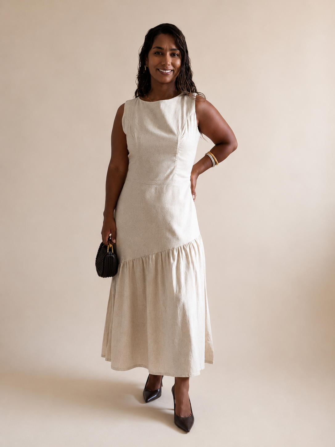 Asymmetrical Linen Midi Dress