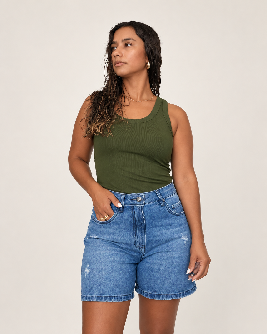 Modern Denim Bermuda Shorts
