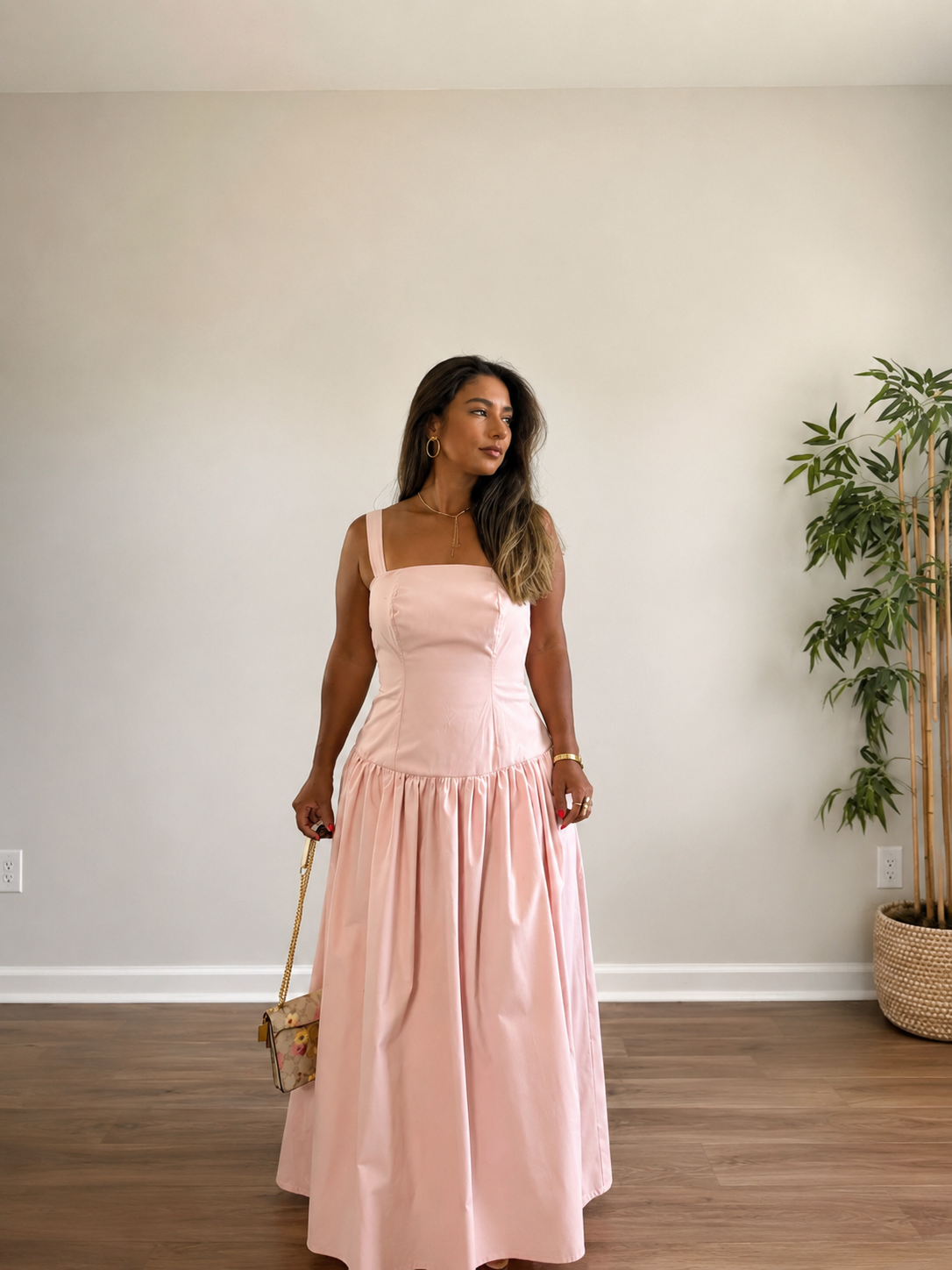 Rosé Elegance Midi Dress