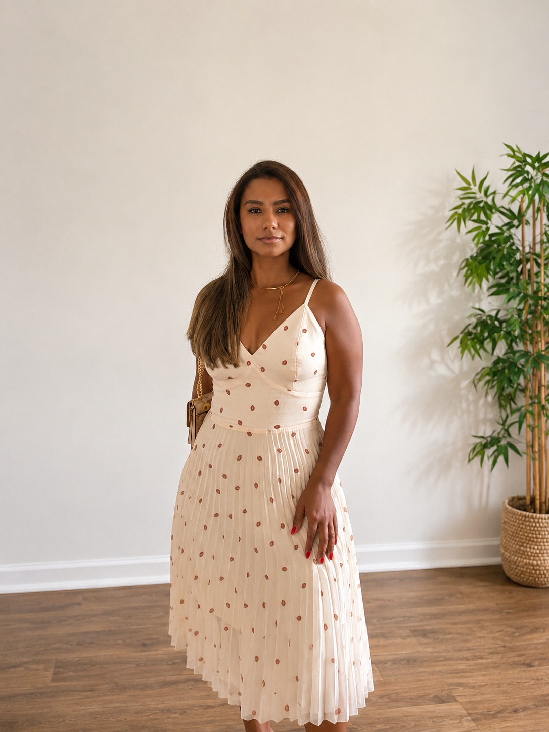 Polka Dot Pleated Dress
