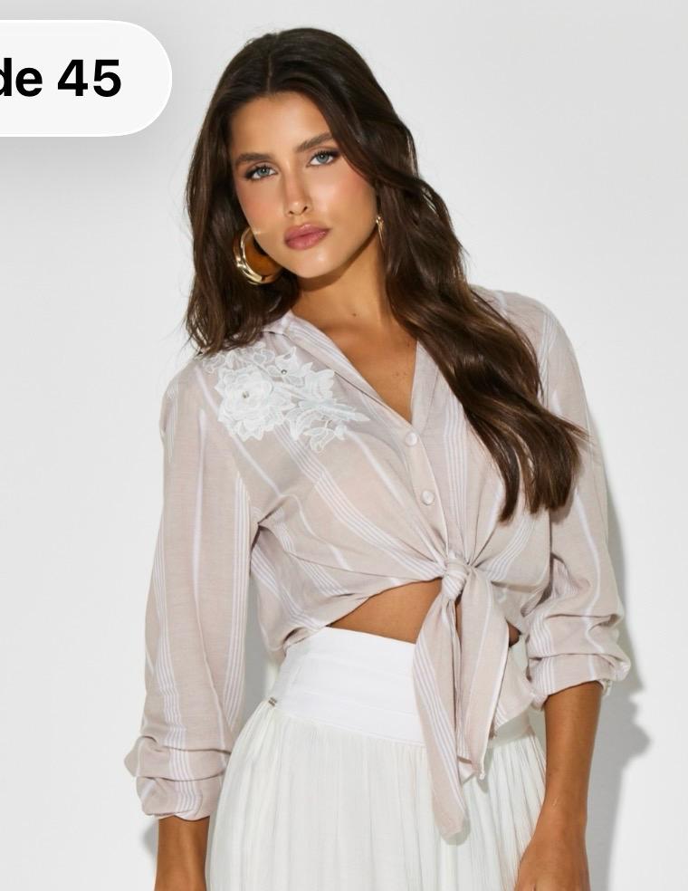 Floral Embroidered Sheer Shirt